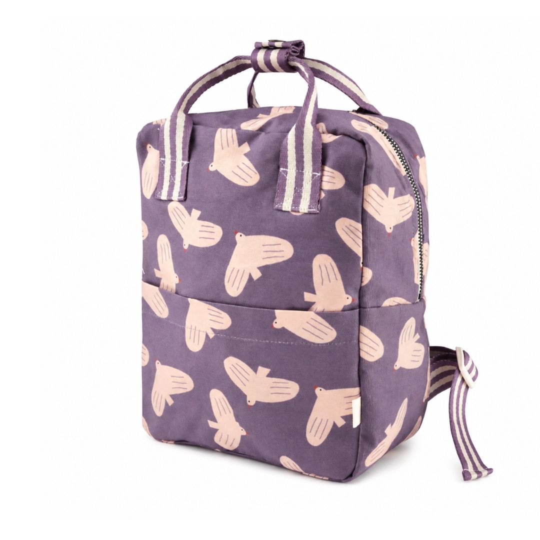 Kinder Rucksack 'Lila Birds' personalisierbar