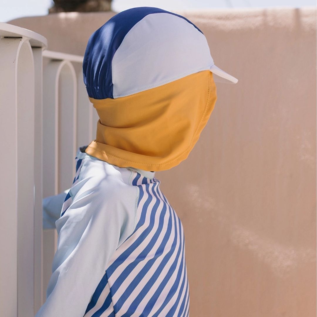 Kinder Strandhut 'Stripes Blues & Beyond' blau/gelb