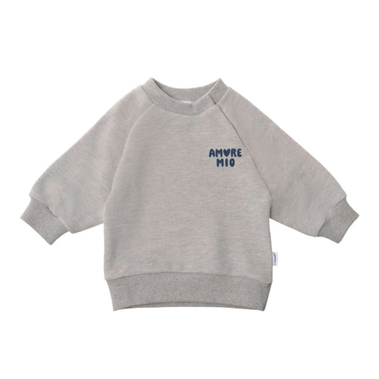 Sweatshirt in grau melange mit Print 'Amore Mio'