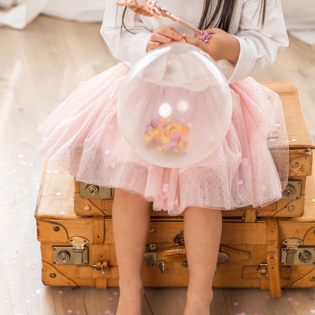 Kinder Tüllrock in Pink mit goldenen Punkten 3-6 Jahre