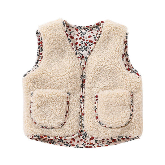 Kinder Plüsch-Weste 'Teddys Flowers' beige