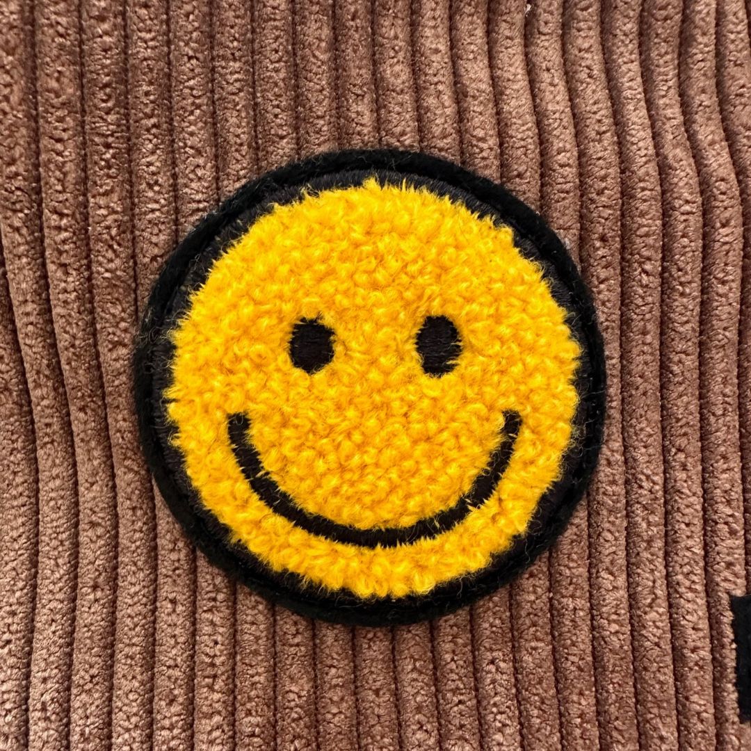 Cord Bauchtasche Hip Bag für Kinder braun mit Smiley