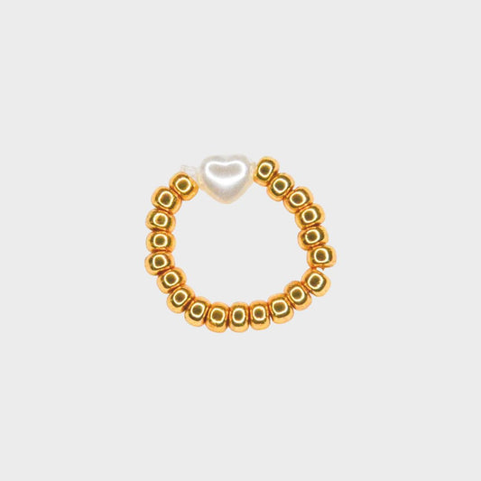 Ring 'Perlenherz' gold mit Herz-Perle