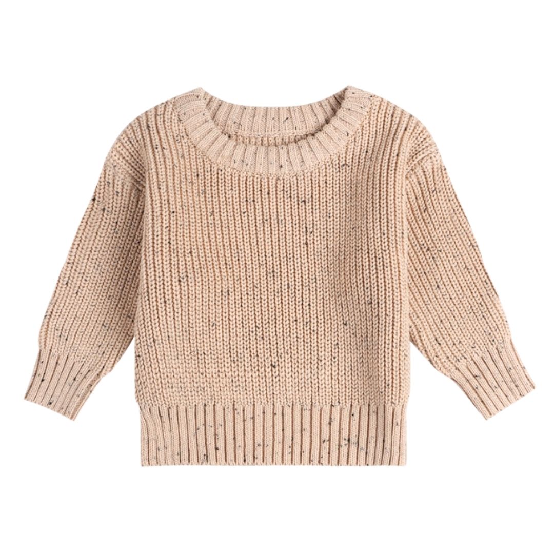 Kinder Grobstrick Pullover 'Dots' khaki
