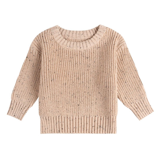 Kinder Grobstrick Pullover 'Dots' khaki