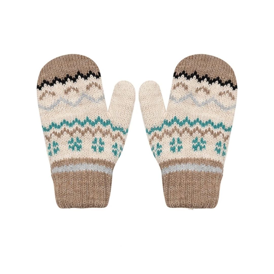 Handschuhe aus weicher Wolle Fäustlinge für Kinder beige