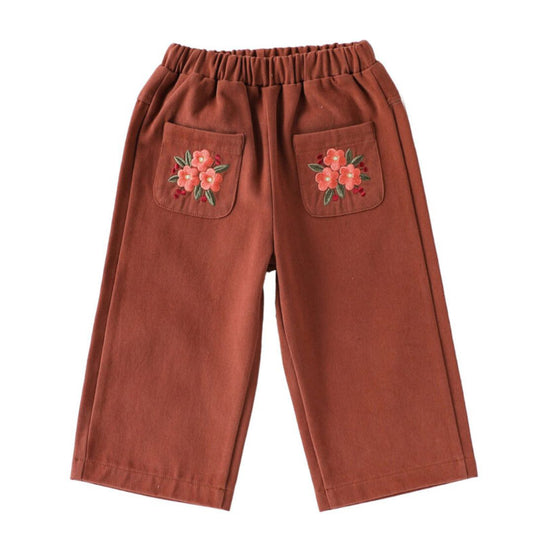 Süße Baumwollhose für Kinder 'BOHO FLOWER' terracotta