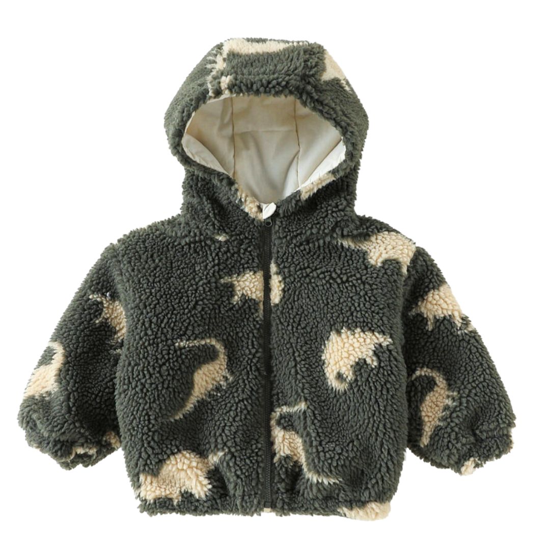 Kuschelige Plüschjacke für Kinder 'Prehistoric' grün