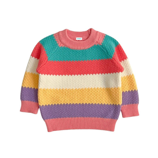 Kinder Grobstrick Pullover 'Rainbow Stripes'