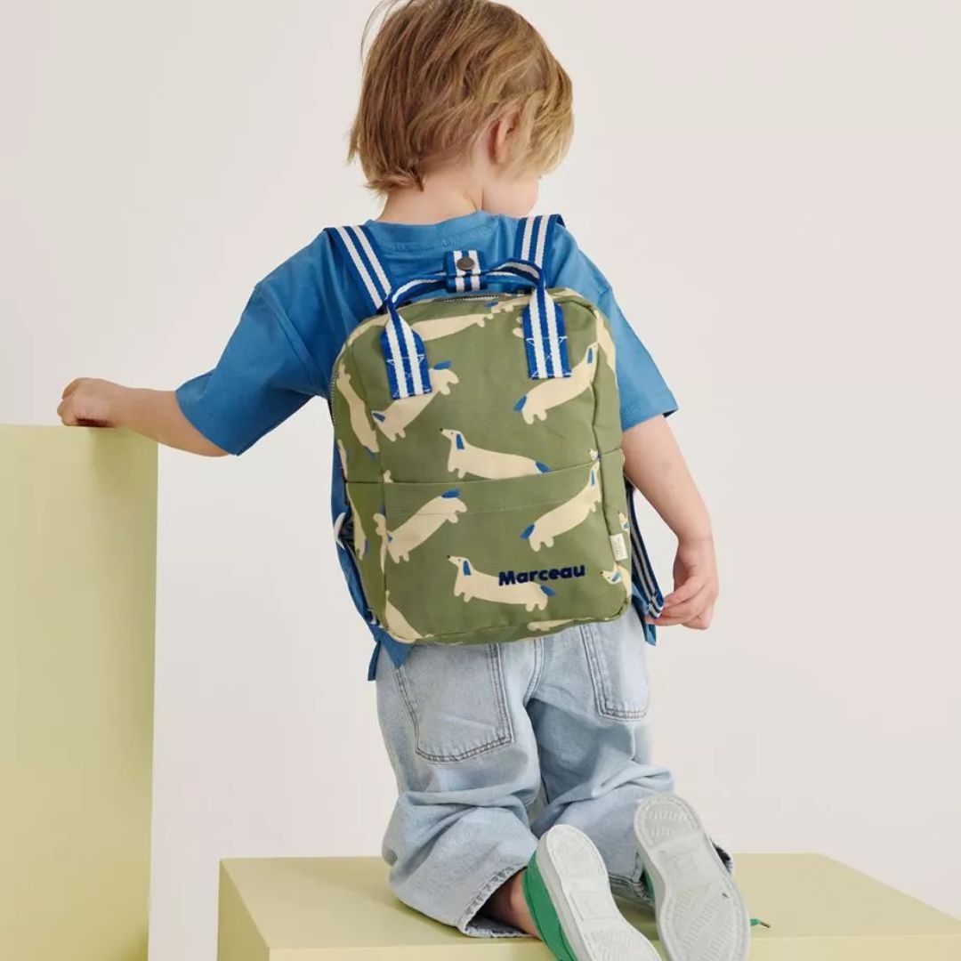 Kinder Rucksack 'Olive Dachshund' personalisierbar