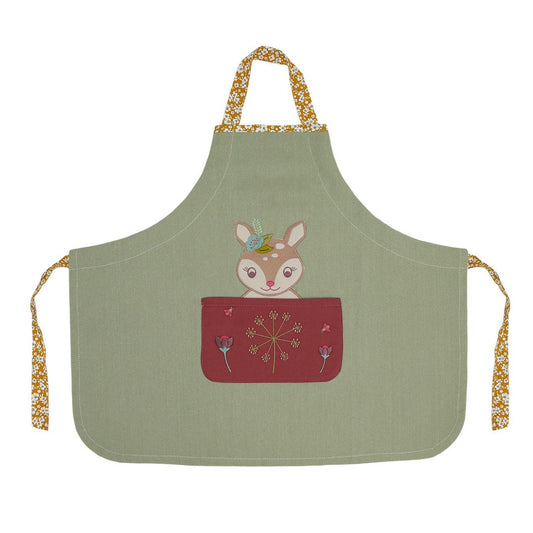 Kinderschürze Rehkitz mintgrün personalisierbar