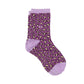 Mädchensocken mit Leopardenmuster violett und gelb