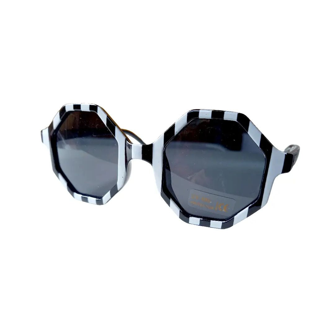 Kinder Sonnenbrille 8-Eck-Design 'Sunny' schwarz/weiß