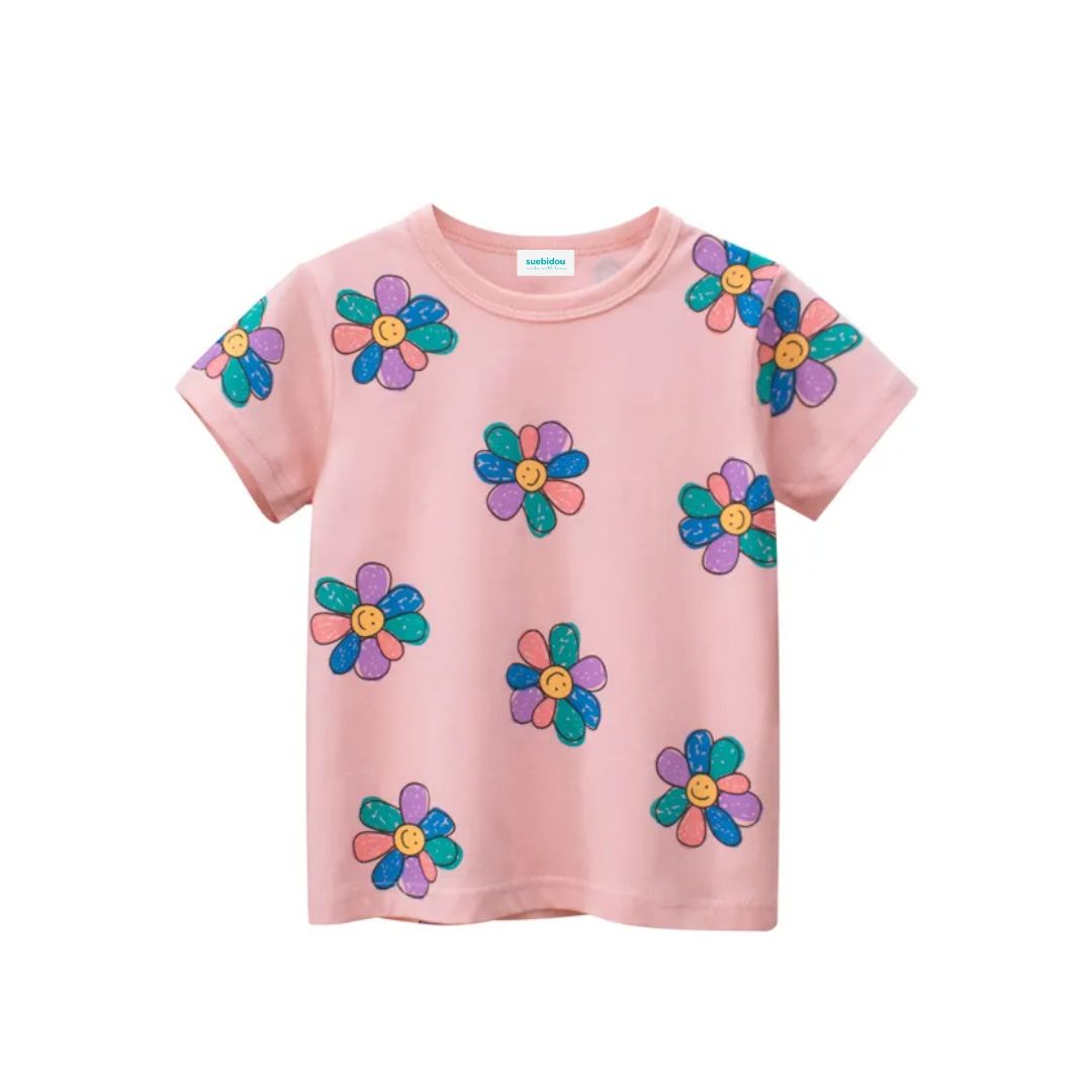 Kurzarm T-Shirt pink 'Funny Daisy'