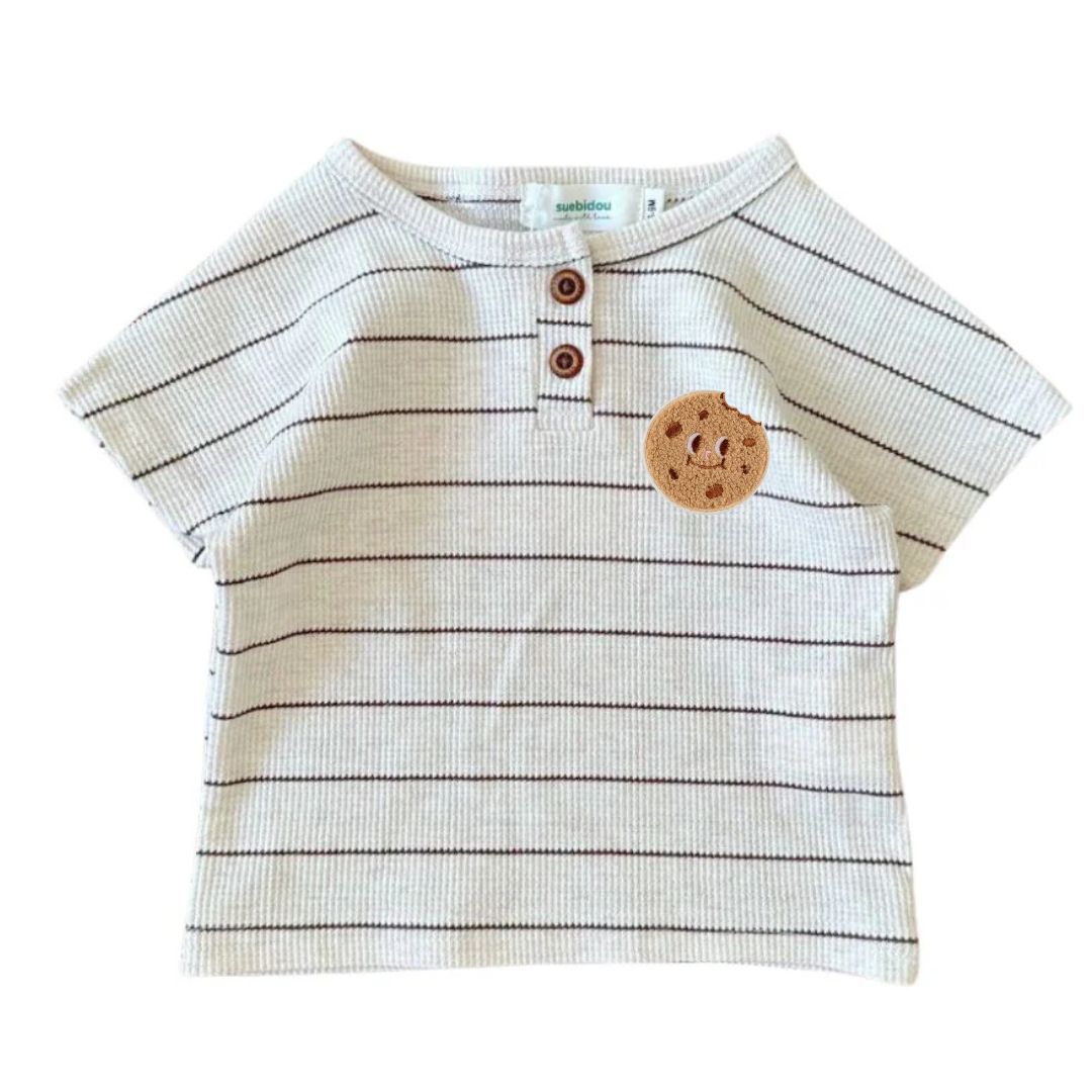 Kinder Baumwoll-Shirt gestreift 'I love Cookies'