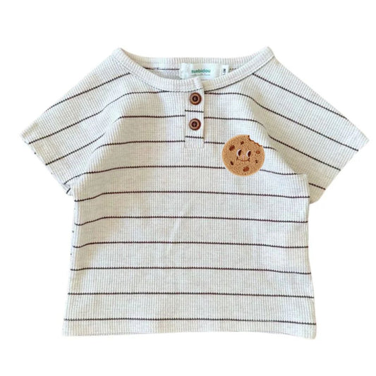 Kinder Baumwoll-Shirt gestreift 'I love Cookies'