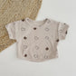 Kinder Waffle-Shirt mit süßem Allover Print braun