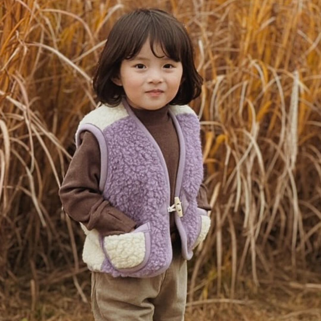 Kinder Weste aus Merinowolle 'Lavendeltee'