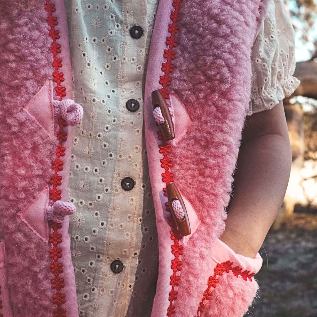 Kinder Weste aus Merinowolle 'Flower Power'