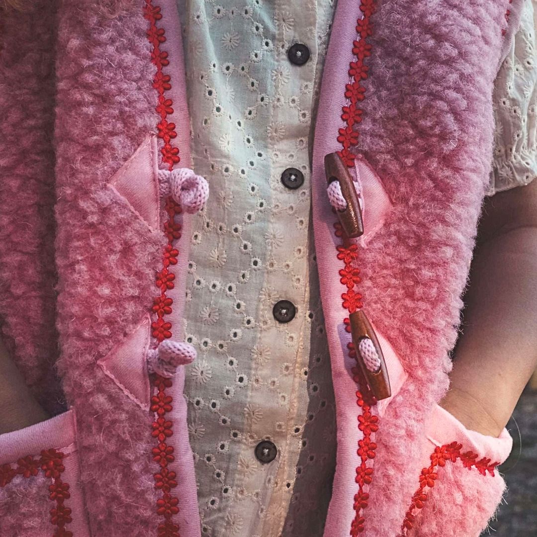 Kinder Weste aus Merinowolle 'Flower Power'