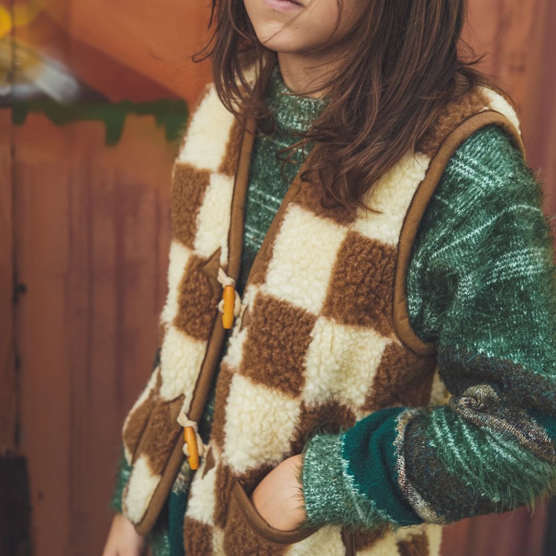 Kinder Weste aus Merinowolle 'Ziegelstein'