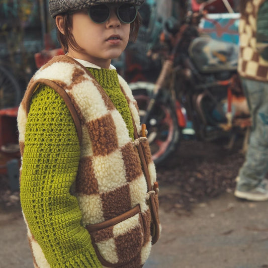 Kinder Weste aus Merinowolle 'Ziegelstein'