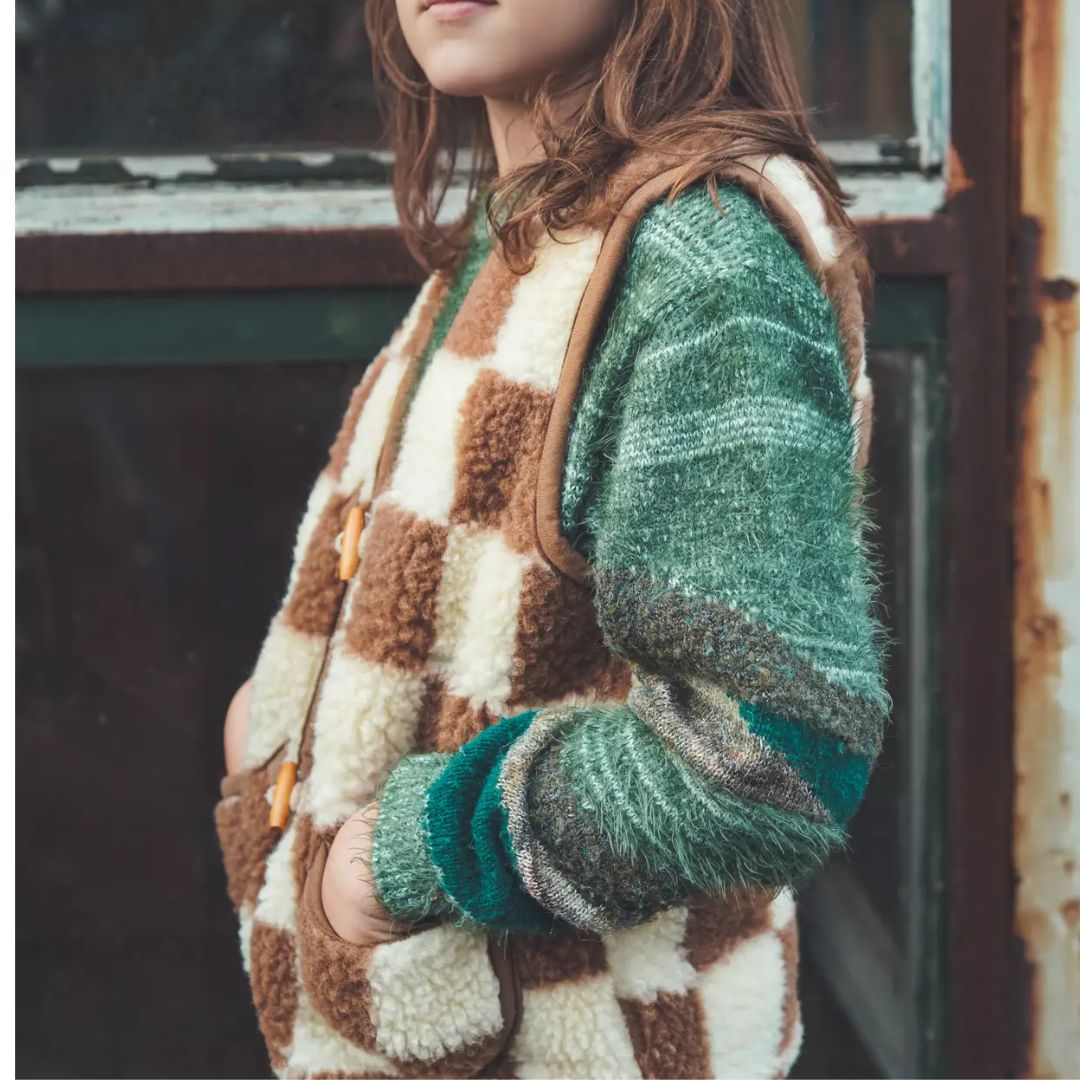 Kinder Weste aus Merinowolle 'Ziegelstein'