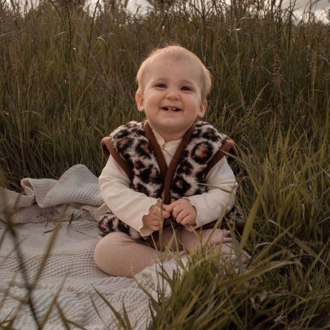 Kinder Weste aus Merinowolle 'Leopard'