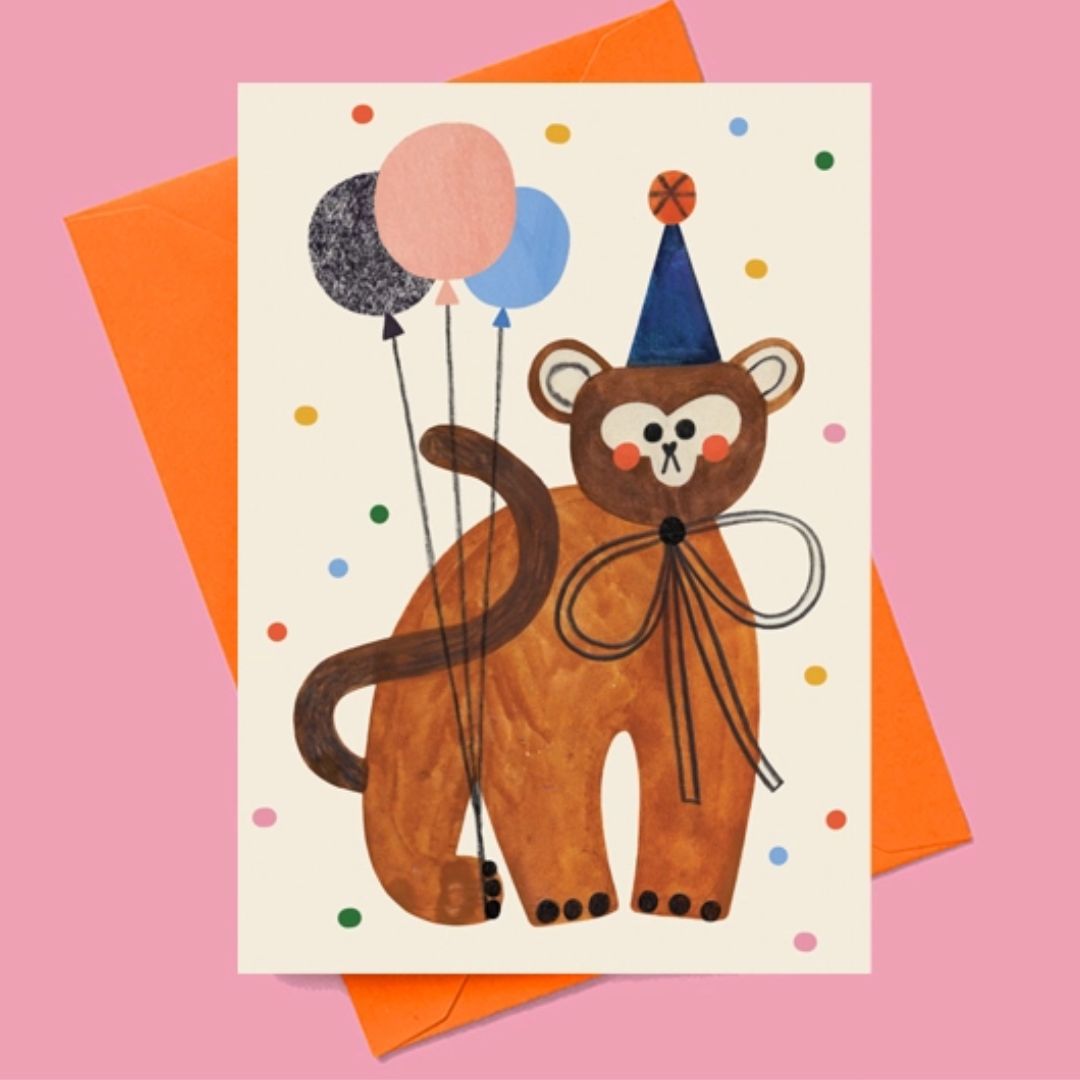 Klappkarte 'Party-Affe'