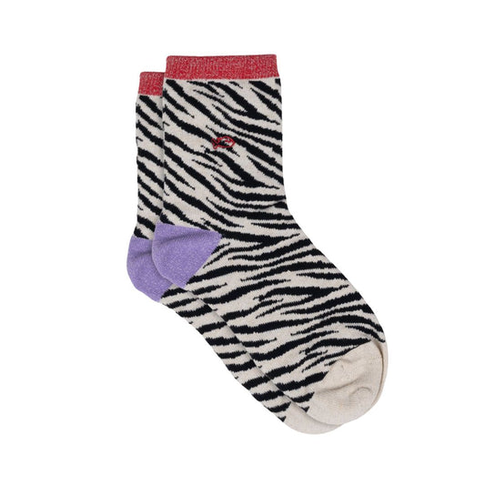 Damen Socken 'Zebra' schwarz/beige