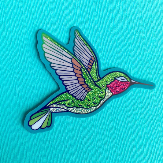 Aufkleber Regenbogen Glitzer Decal 'Kolibri'