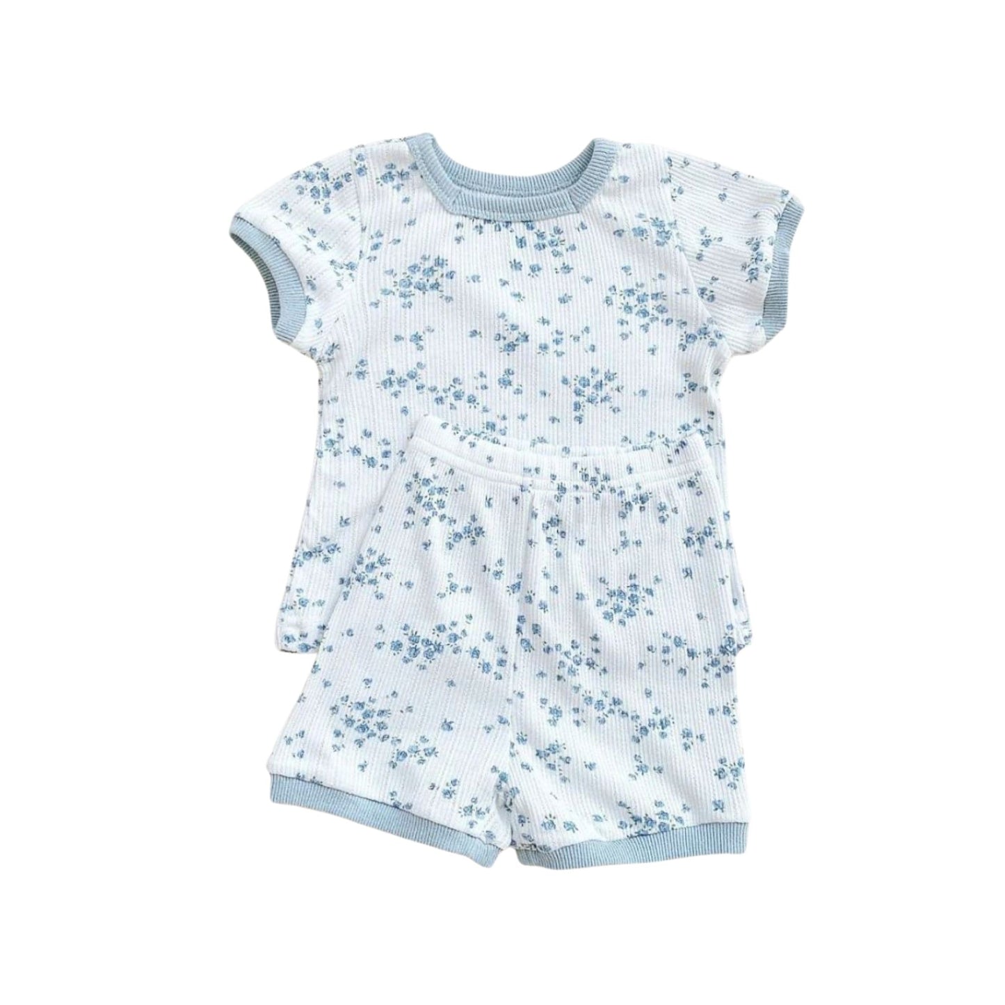 Outfit Set Shorts und T-Shirt Blumen blau