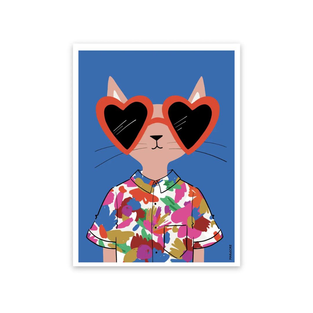 Kunstdruck 'Katze HIPSTER' A3