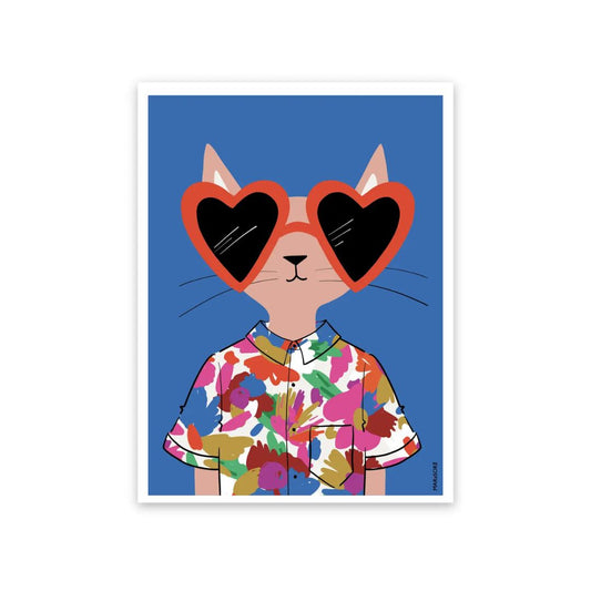 Kunstdruck 'Katze HIPSTER' A3