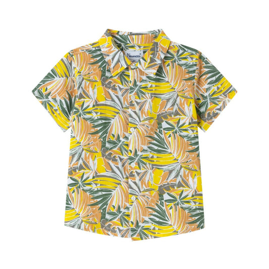 Kurzarm Shirt Baumwoll-Hemd mit Palmenprint