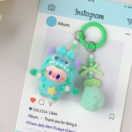 Labubu inspirierter Schlüsselanhänger 'Little Monster' blau