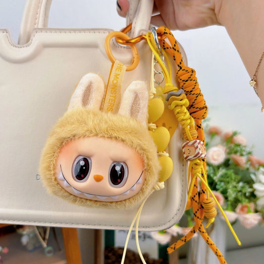 Labubu inspirierter Plüsch-Taschenanhänger gelb