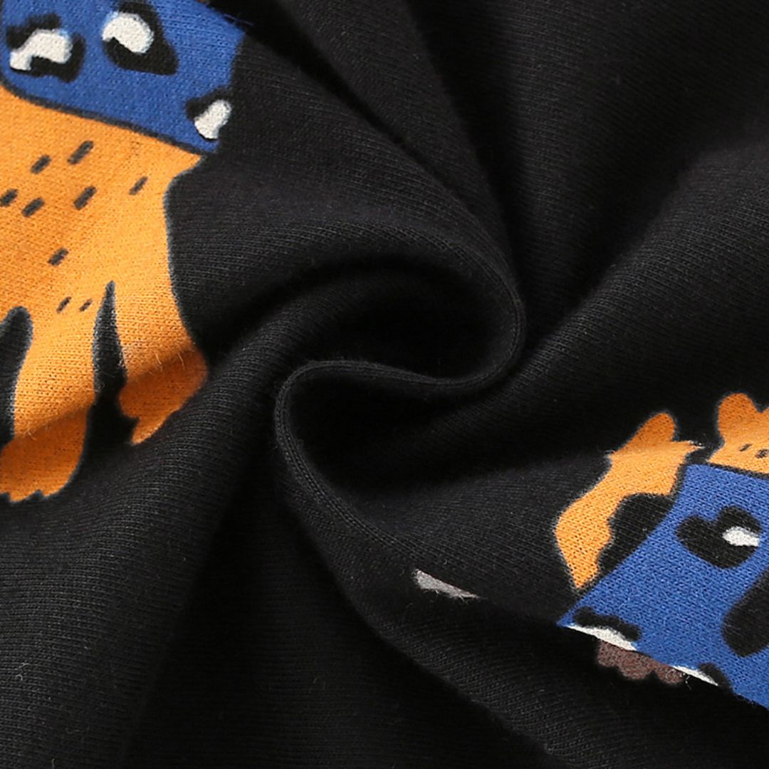 Süßes Langarmshirt mit Hundemuster schwarz