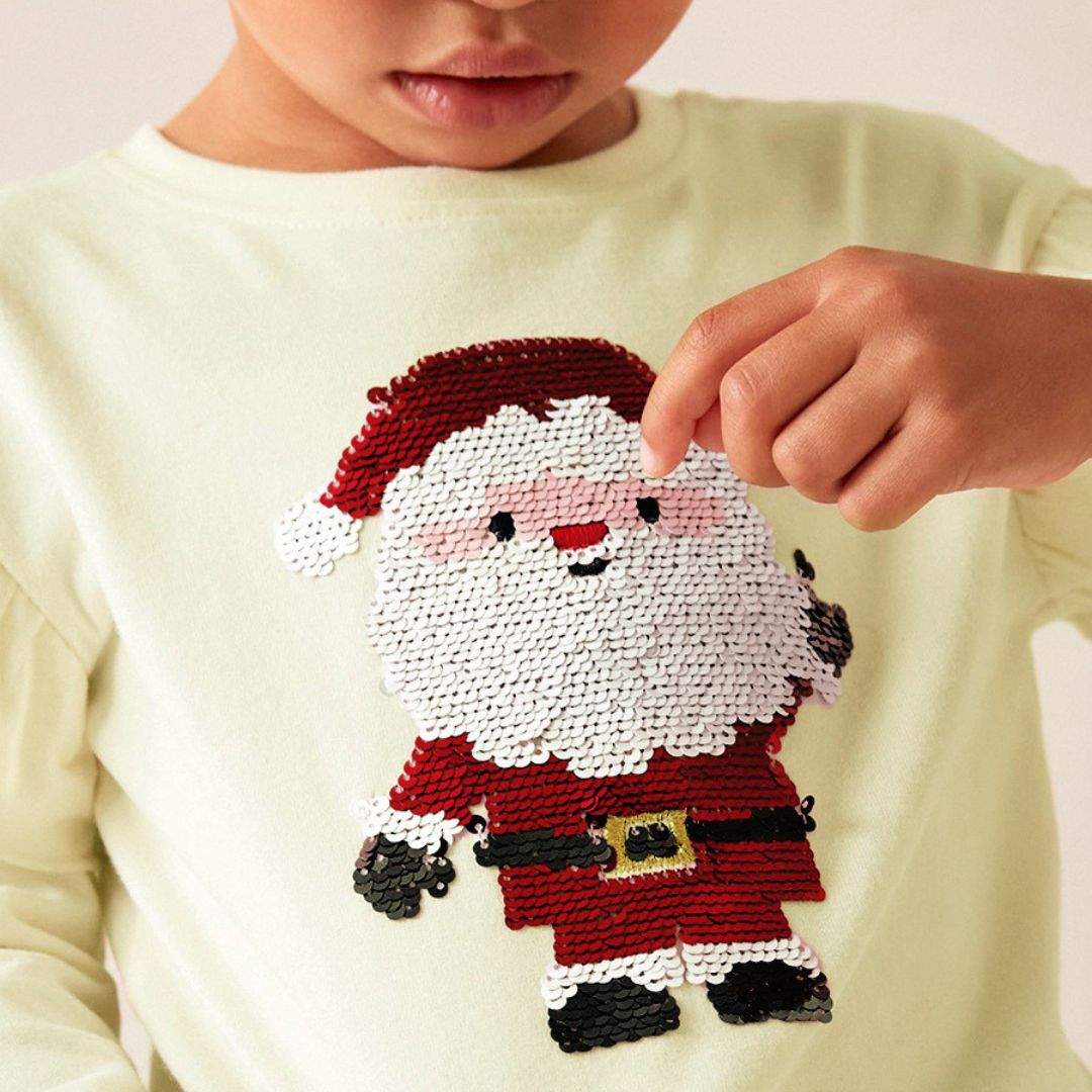 Langarmshirt mit süßem Weihnachtscartoon 'Santa'