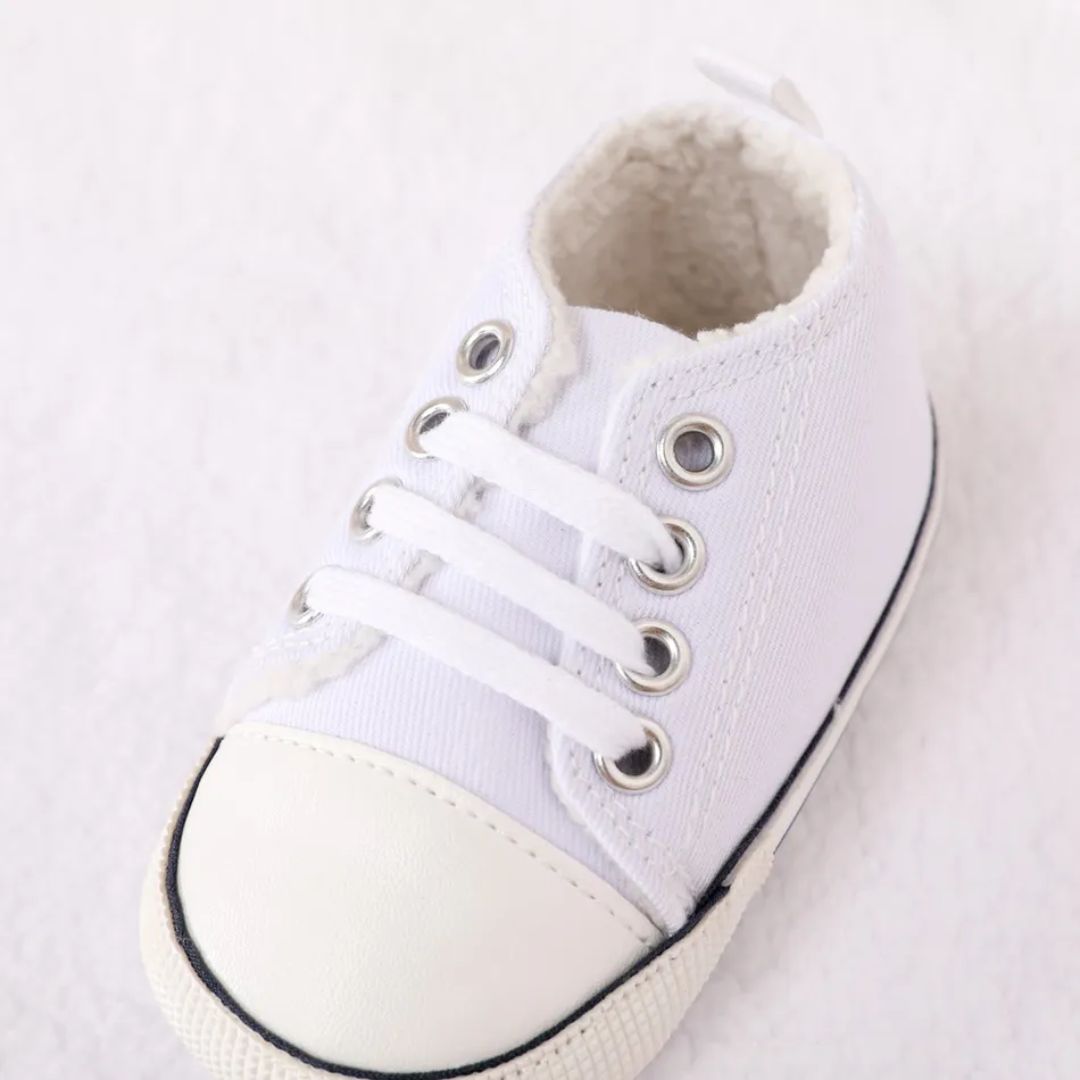 Baby / Kleinkind Canvas Prewalker Schuhe weiß/Plüsch