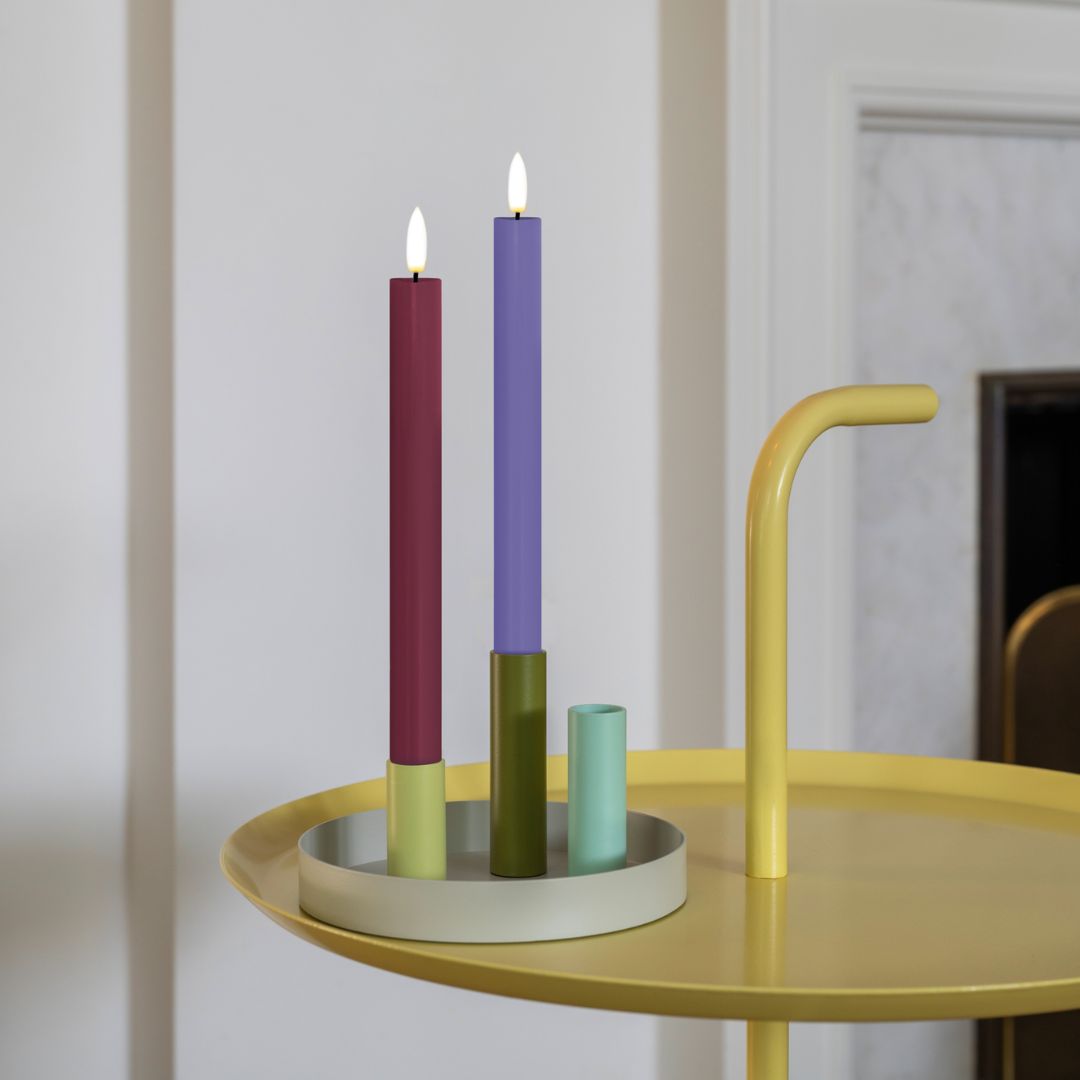 LED Stabkerzen-Set 'Tore' berry/purple