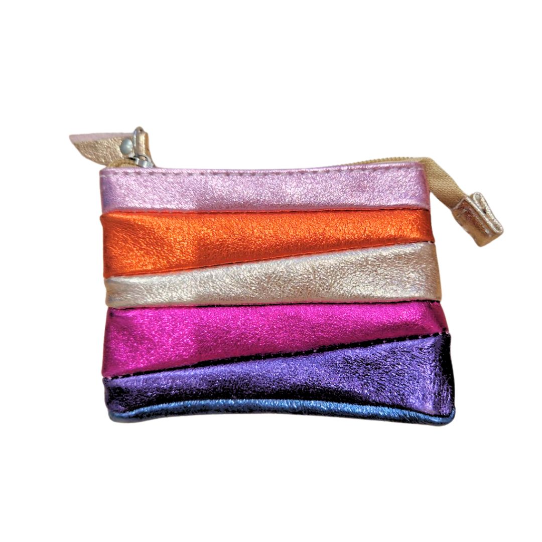 Damen Brieftasche Upcycled Leder glänzend bunt V2