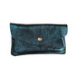 Damen Brieftasche aus Leder metallic blau