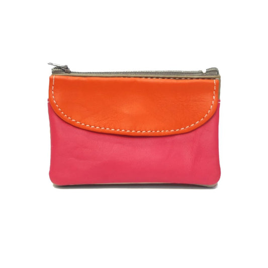 Damen Brieftasche Klein aus upcycled Leder orange/blush