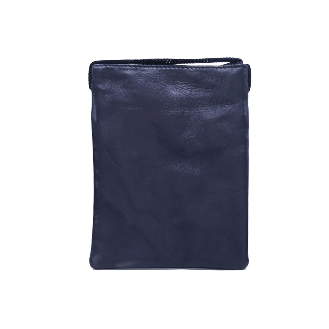 Lederhalsbeutel aus Lammleder marineblau