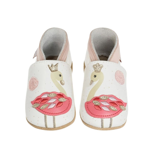 Kinder Hausschuhe aus Leder mit Flamingomotiv