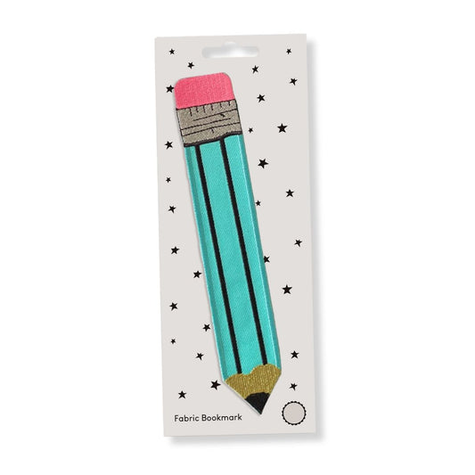 Aqua Retro-Bleistift | Besticktes Stofflesezeichen
