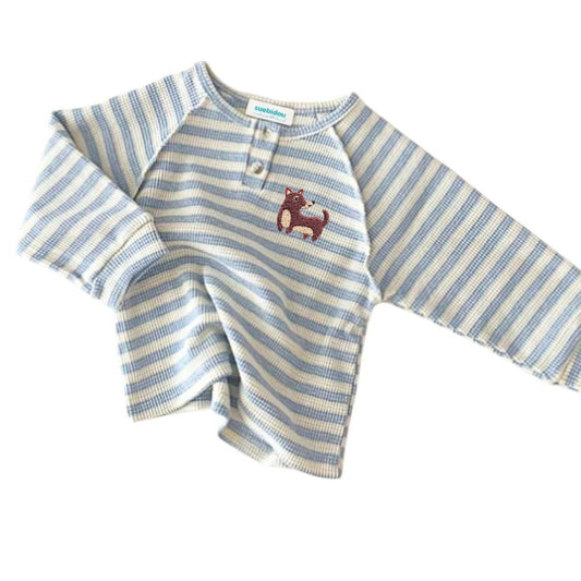 Langarmshirt blau/weiß gestreift