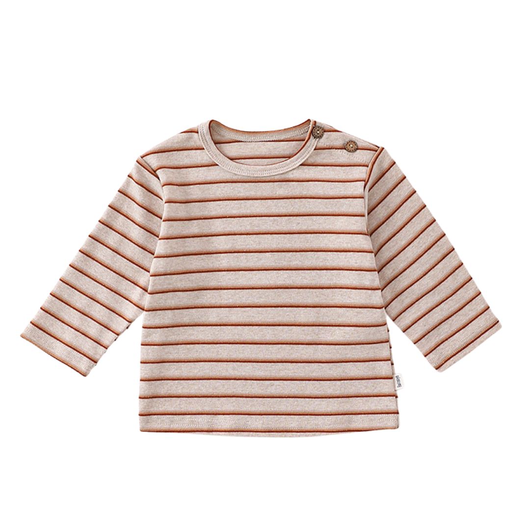 Weicher O-Neck Longsleeve aus Bio Baumwolle gestreift