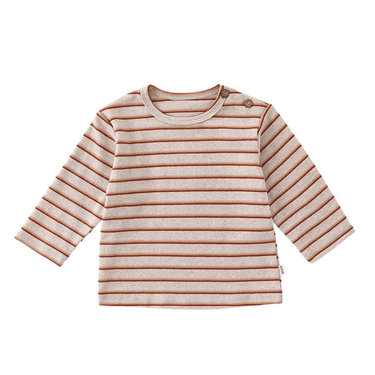 Weicher O-Neck Longsleeve aus Bio Baumwolle gestreift